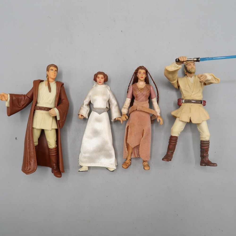 1999 Star‎ Wars 4" Figures Power of the Force Princess Leia Obi-Wan Kenobi Lot